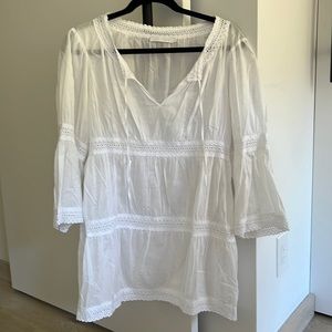 Anne Fontaine Radia Cotton White Tunic Blouse. Size 42
